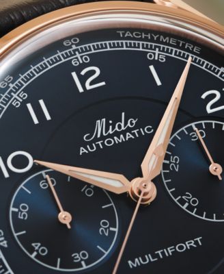 Men's Swiss Automatic Chronograph Multifort Brown Leather Strap Watch 42mm