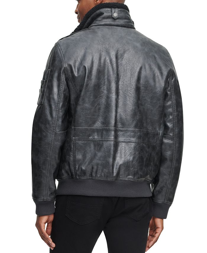 Tommy Hilfiger Men's Faux Leather Aviator Bomber Jacket, Created for Macy's Macy's