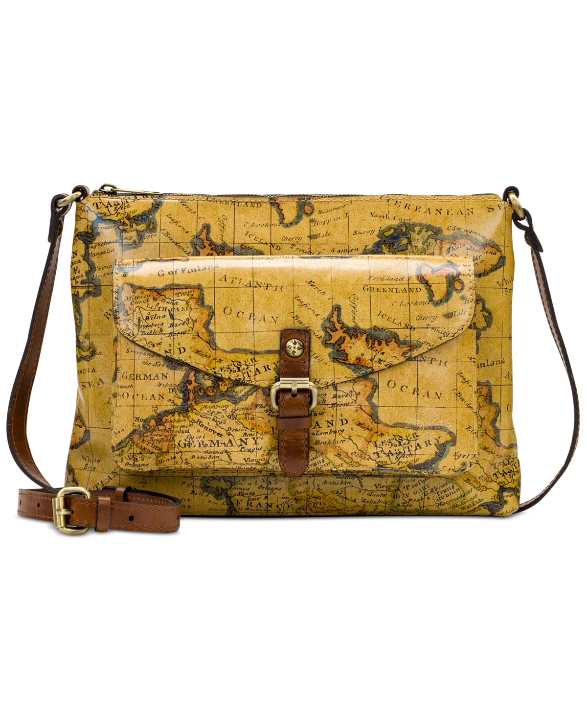 Kirby East West Leather Crossbody, Created for Macy's - European Map, Macy's Exculsive