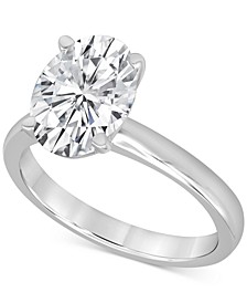 Certified Lab Grown Diamond Oval-Cut Solitaire Engagement Ring (3 ct. t.w.) in 14k White Gold