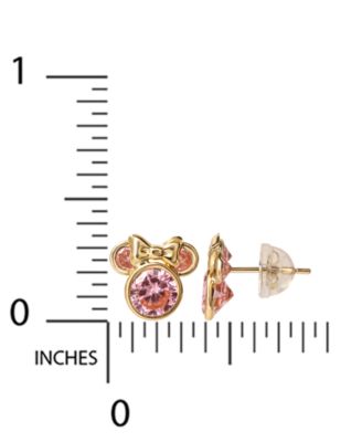 Disney Pink Cubic Zirconia Minnie Mouse Stud Earrings in 14k