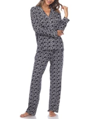 Women's 2 Piece Long Sleeve Heart Print Pajama Set