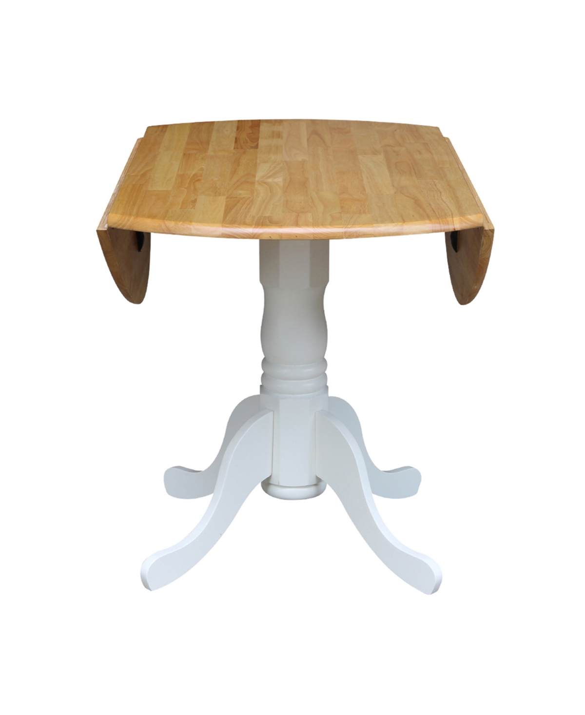 Dual Drop Leaf Table with 4 Ladder Back Dining Chairs - 5 Piece Dining Set - White and Natural Table, White Chairs