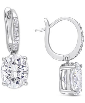 Macy's - Lab-Grown Moissanite Oval Leverback Drop Earrings (5-1/5 ct. t.w.) in Sterling Silver