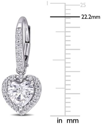 Lab-Grown Moissanite Heart Halo Leverback Drop Earrings (2 ct. t.w.) in 10k White Gold