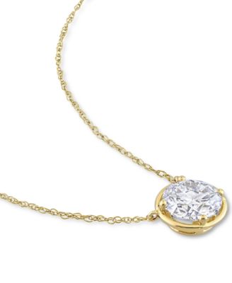 Lab-Grown Moissanite Solitaire 17" Pendant Necklace (2 ct. t.w.) in 10k Gold