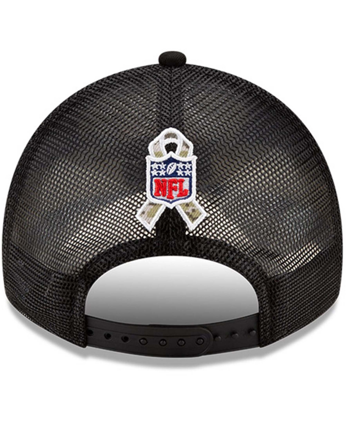 Men'sNew England Patriots 2021 Salute To Service Trucker 9TWENTY Adjustable Hat - Black