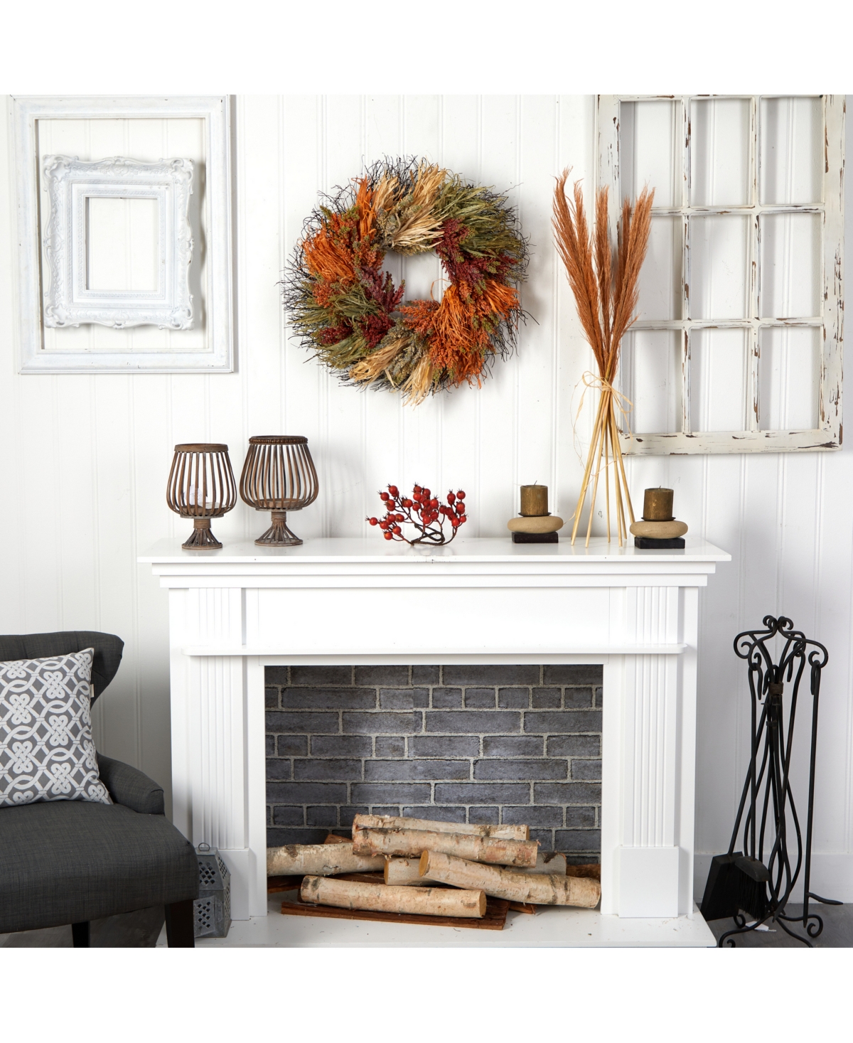 Fall Sorghum Harvest Autumn Artificial Wreath