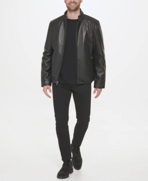 Мужские куртки Cole Haan Men's Faux-Leather Motto Jacket