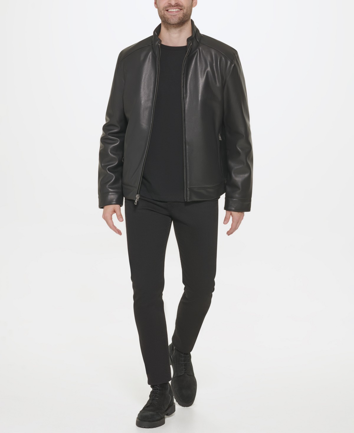 Мужские куртки Cole Haan Men's Faux-Leather Motto Jacket — фото 1