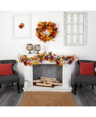 6' Autumn Maple Leaf and Berry Fall Garland