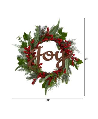 Joy and Berries Artificial Christmas Wreath, 24"