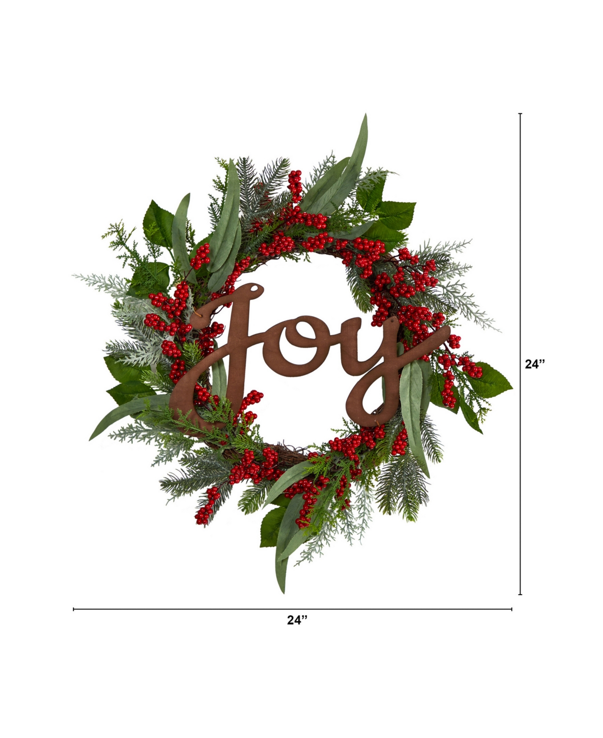 Joy and Berries Artificial Christmas Wreath, 24"