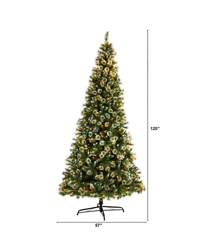 Nearly Natural Frosted Swiss Pine Artificial Christmas Tree with 850 ...