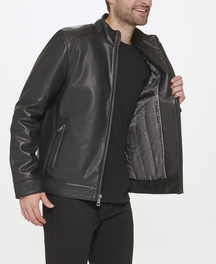 Cole Haan Men's Faux-Leather Motto Jacket - Macy's