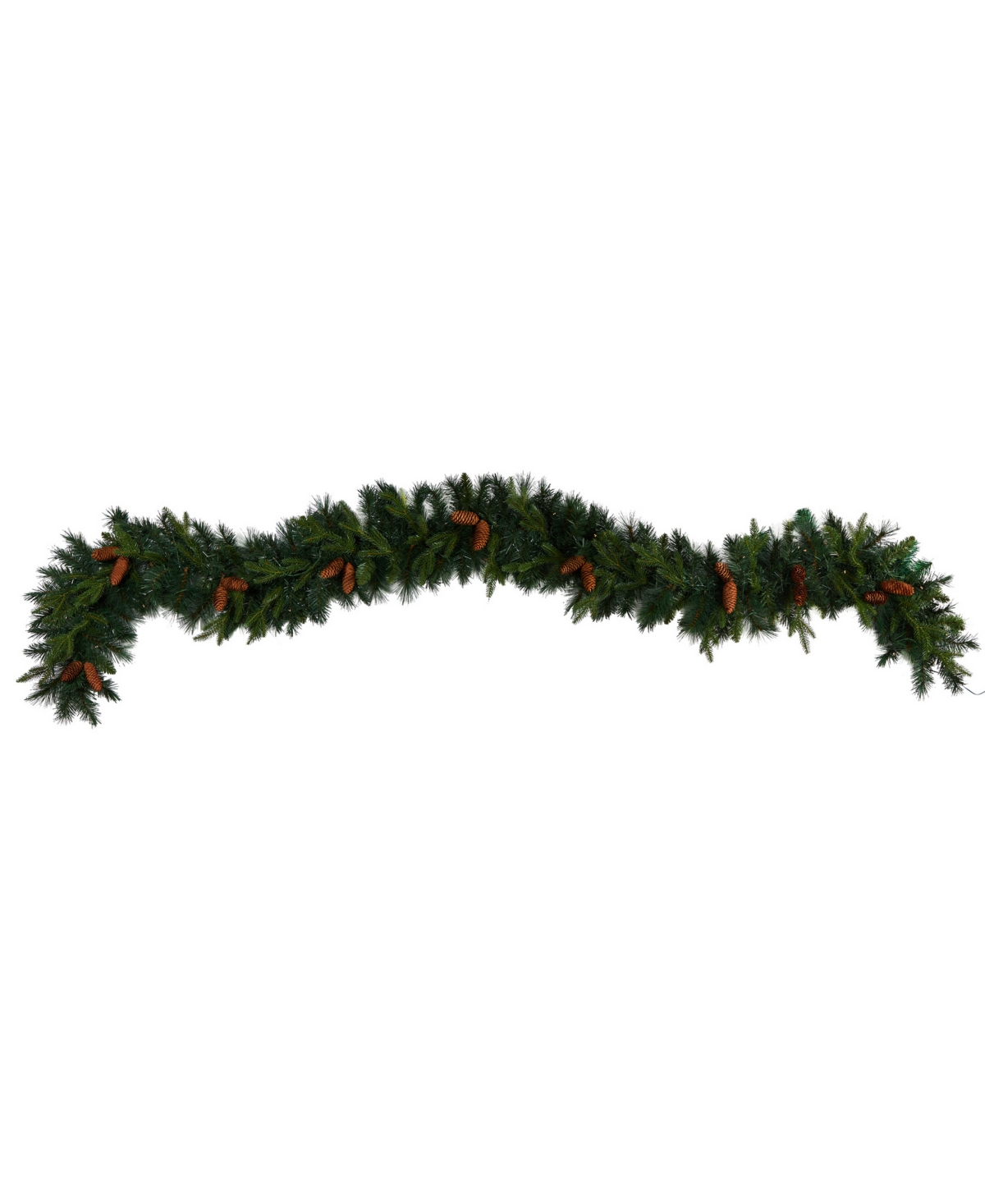 Mixed Pines and Pinecones Extra Wide Artificial Christmas Garland with 286 Bendable Branches and 70 Warm Led Lights,