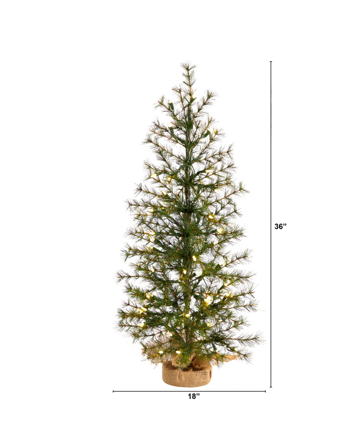 Artificial Christmas Tree with 50 Clear Led Lights Set in a Burlap Base, 3'