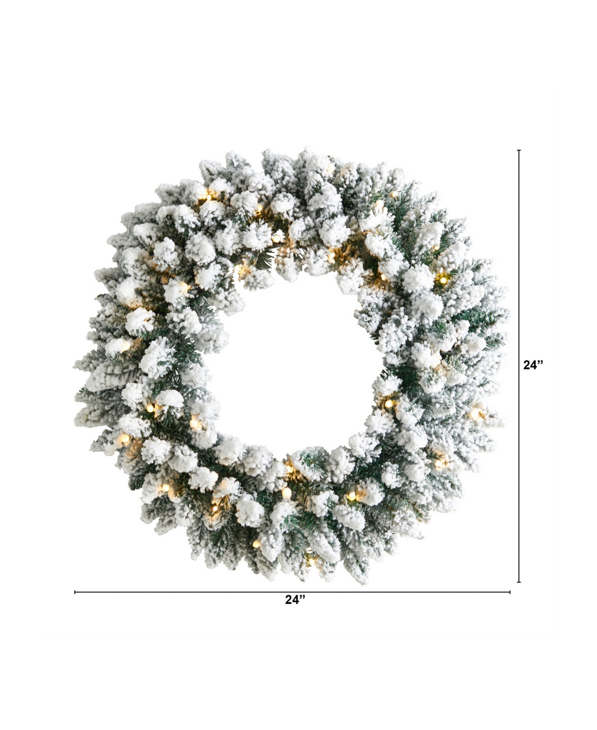 Flocked Artificial Christmas Wreath with 160 Bendable Branches and 35 Warm Led Lights,