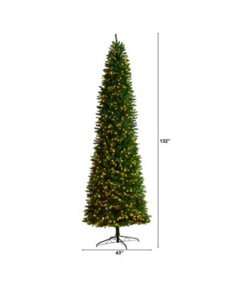 Slim Mountain Pine Artificial Christmas Tree with 950 Clear LED Lights and 2836 Bendable Branches, 11'