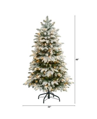 Flocked North Carolina Fir Artificial Christmas Tree with 250 Warm Lights and 779 Bendable Branches, 4'