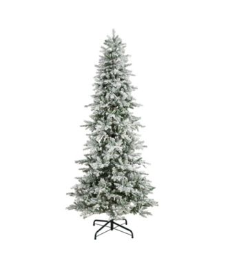 Slim Flocked Nova Scotia Spruce Artificial Christmas Tree with 600 Warm LED Lights and 1357 Bendable Branches, 9.5'