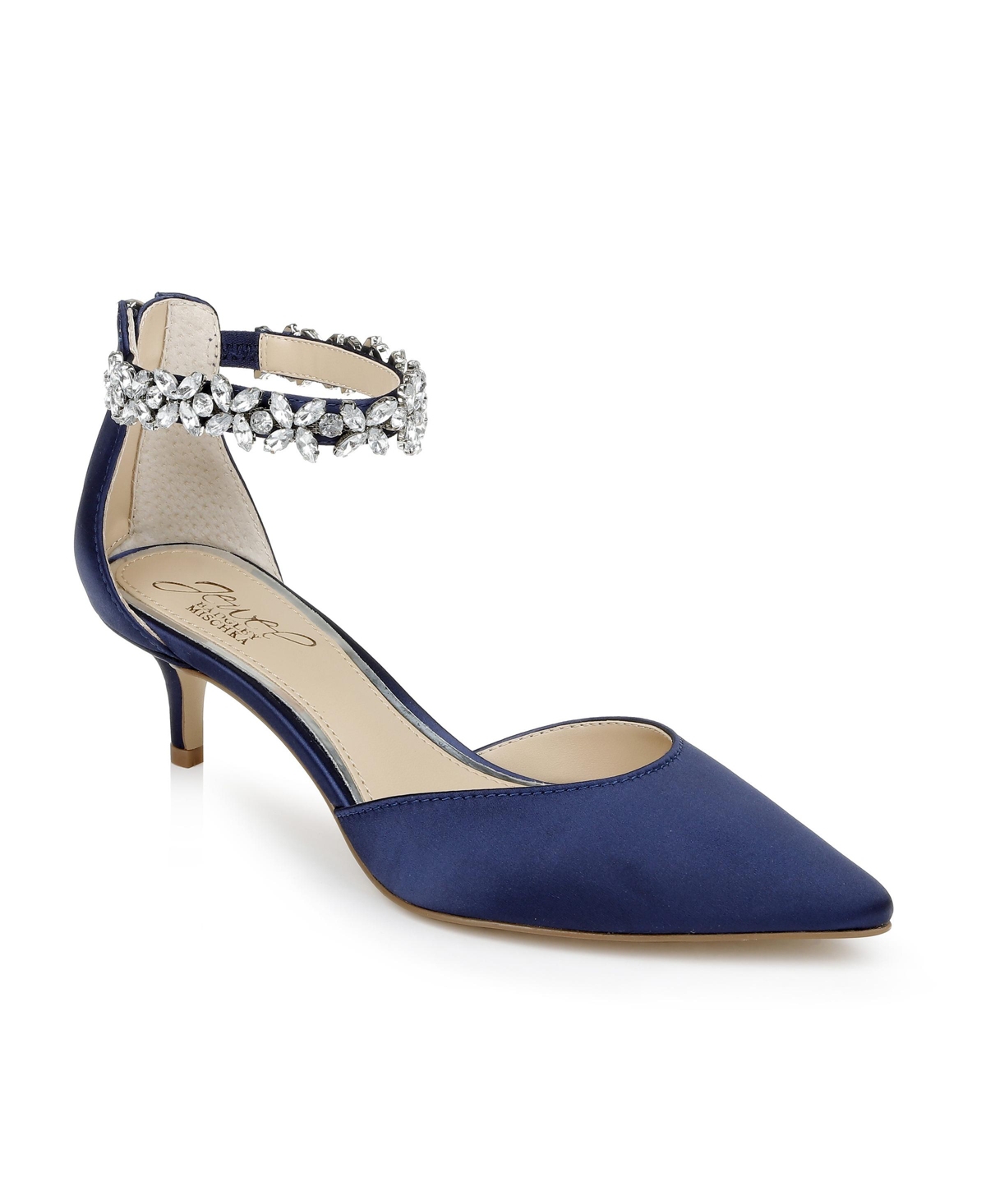 Women's Robles Kitten Heel Evening Pumps - Navy Satin