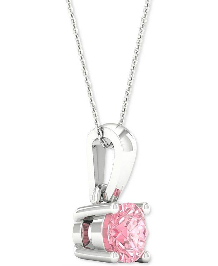 Forever Grown Diamonds LabCreated Pink Diamond Solitaire 18" Pendant