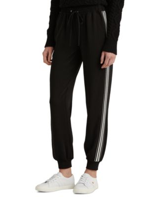 로렌 랄프로렌 스웻팬츠 Lauren Ralph Lauren Side-Stripe Crepe Sweatpants,Polo Black
