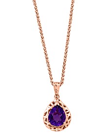 EFFY® Amethyst Solitaire 18" Pendant Necklace (3-7/8 ct. t.w.) in 14k Rose Gold-Plated Sterling Silver