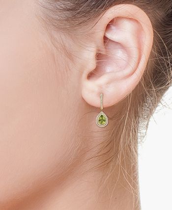 EFFY Collection - Peridot (1-1/2 ct. t.w.) & Diamond (3/8 ct. t.w.) Drop Earrings in 14k Gold
