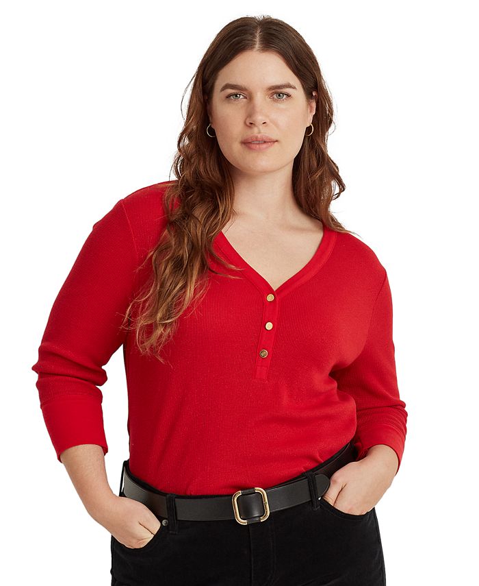 Lauren Ralph Lauren PlusSize Sparkle Henley Top Macy's