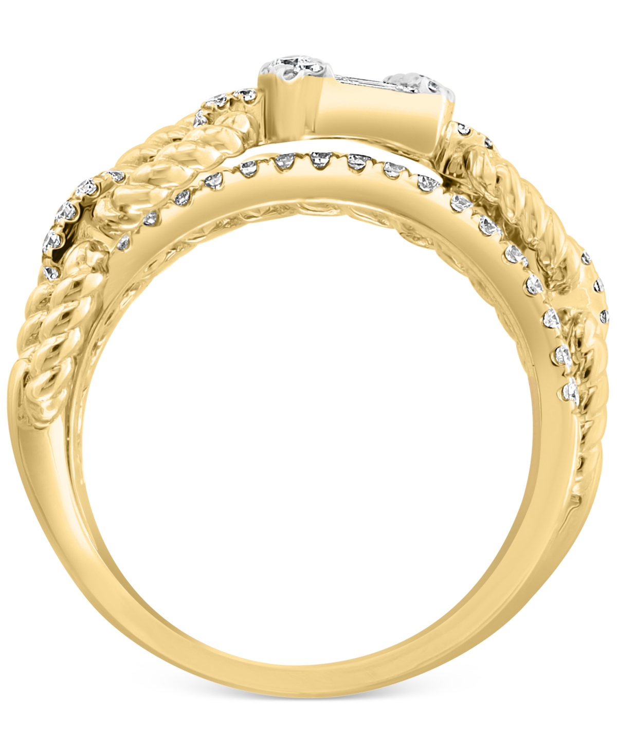 Effy Diamond Baguette & Round Open Crossover Ring (1/2 ct. t.w.) in 14k Gold