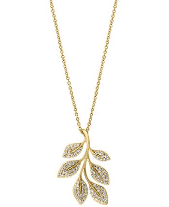 EFFY Collection - Diamond Leaf 18" Pendant Necklace (5/8 ct. t.w.) in 14k Gold