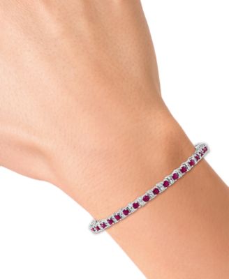 EFFY&reg; Sapphire (3-7/8 ct. t.w) & Diamond (1/4 ct. t.w.) Tennis Bracelet in Sterling Silver (Also available in Emerald and Ruby)