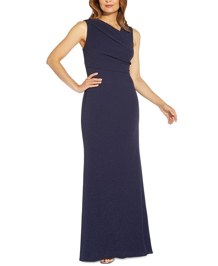 Adrianna Papell Asymmetrical-Neck Gown - Macy's
