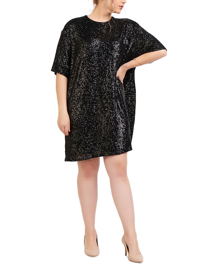 Black Tape Trendy Plus Size Sequin Dress - Macy's