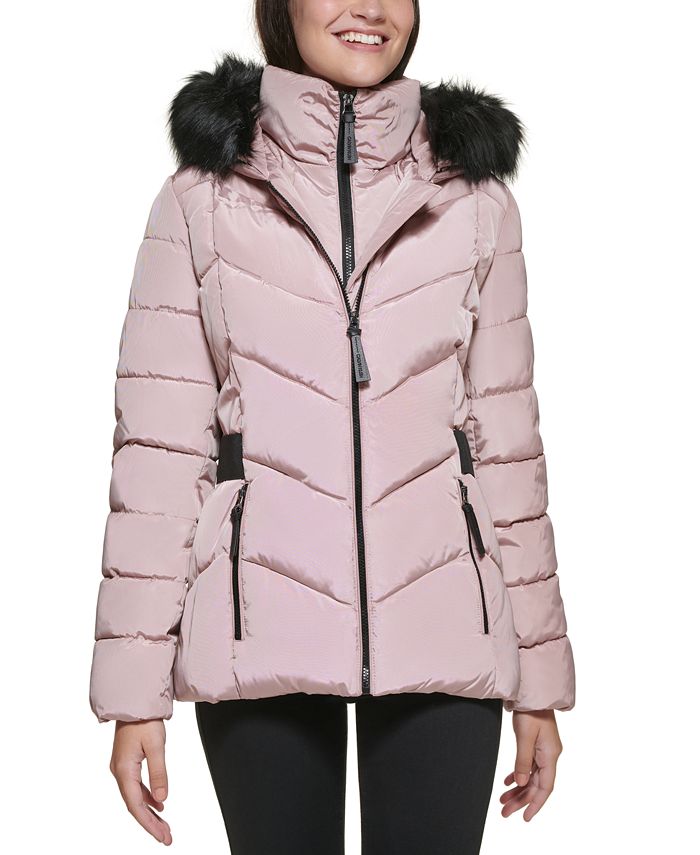 Calvin Klein Women S Faux Fur Trim, Calvin Klein Womens Long Winter Coats