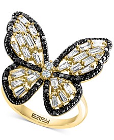 EFFY® White Diamond (1-3/8 ct. t.w.) & Black Diamond (1/5 ct. t.w.) Butterfly Ring in 14k Gold