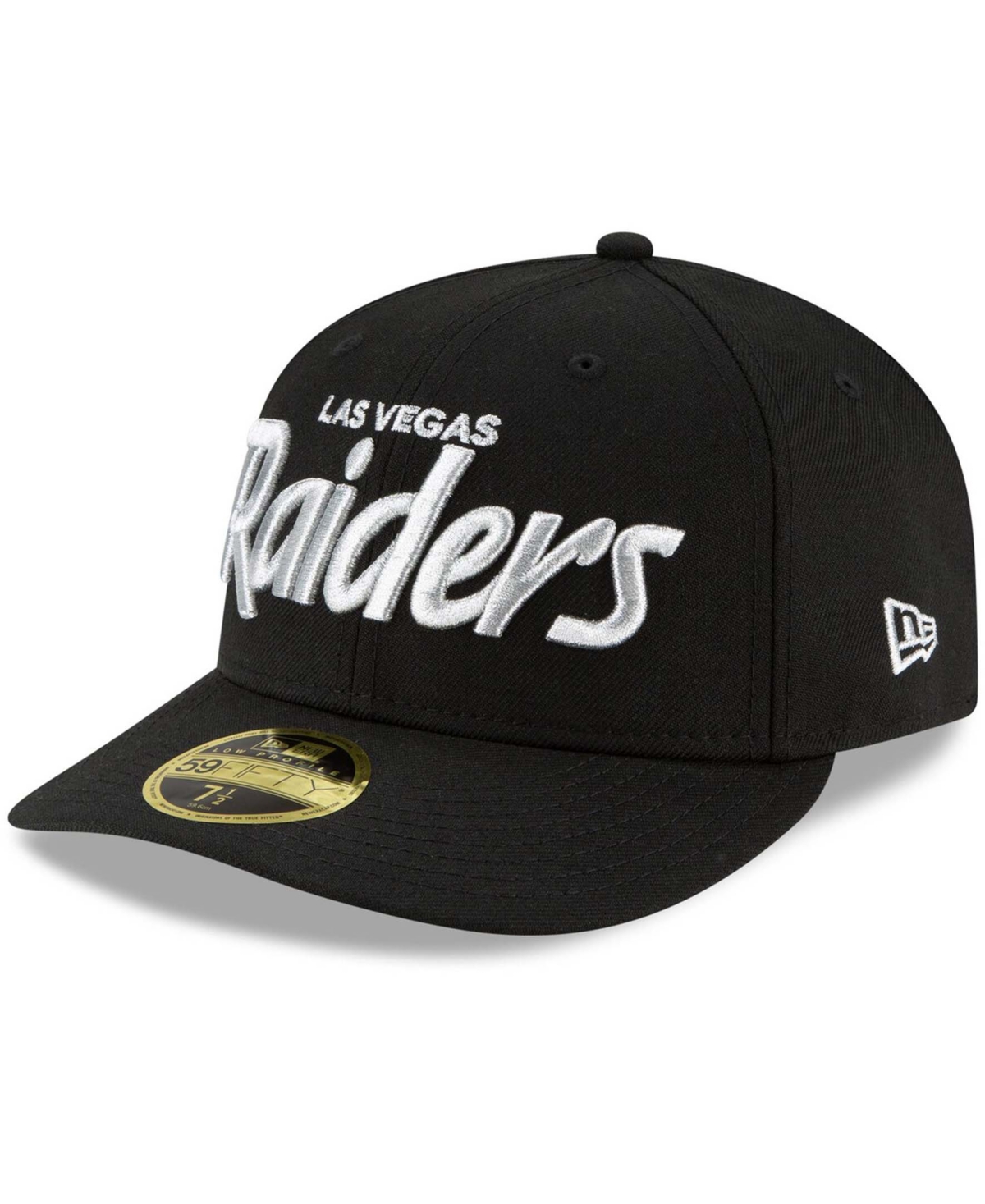 Men'sLas Vegas Raiders Omaha Script Low Profile 59Fifty Fitted Hat - Black