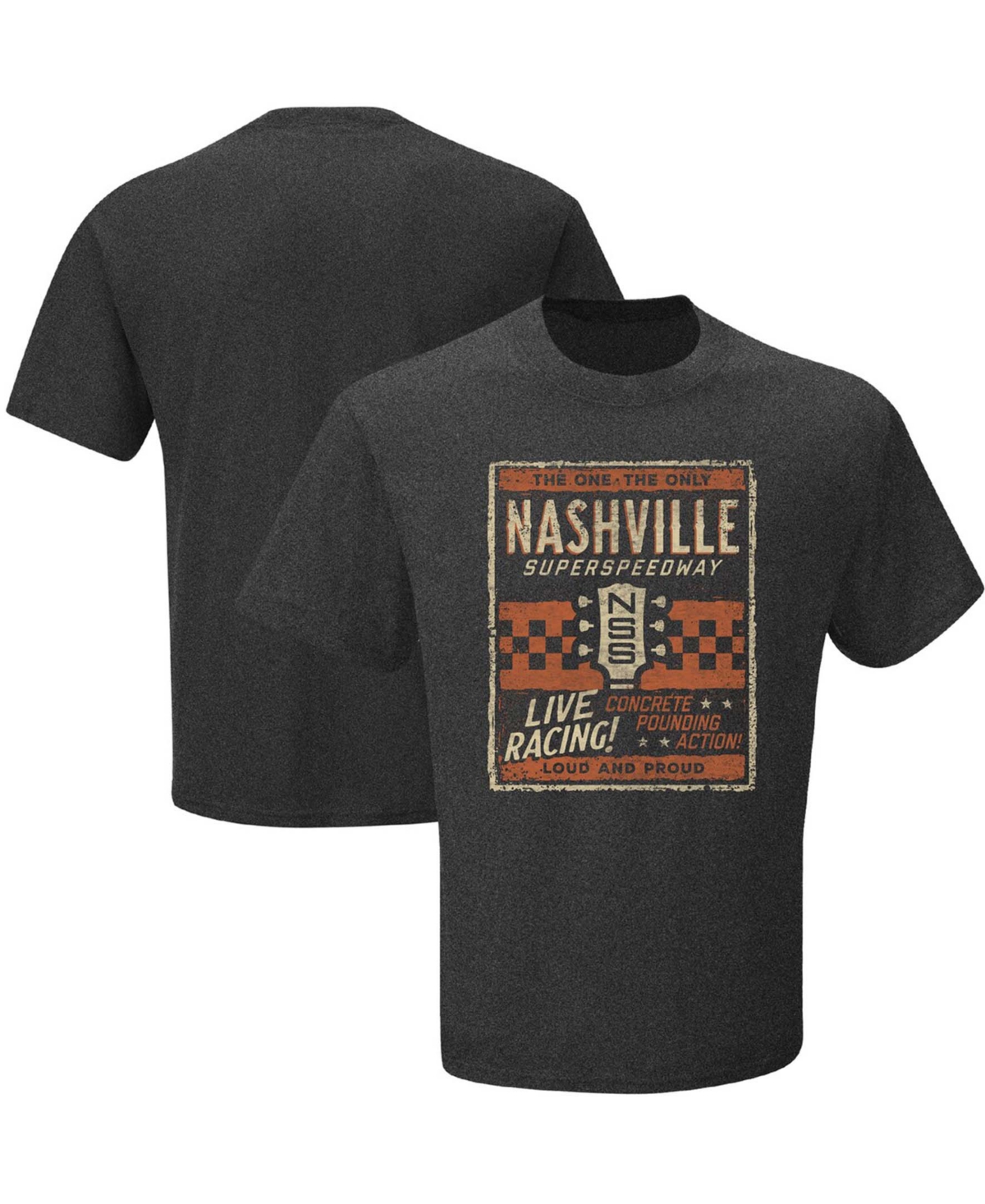Checkered Flag Sports Men's Heather Charcoal Nascar 2021 Nashville Superspeedway Graphic 1-Spot T-shirt