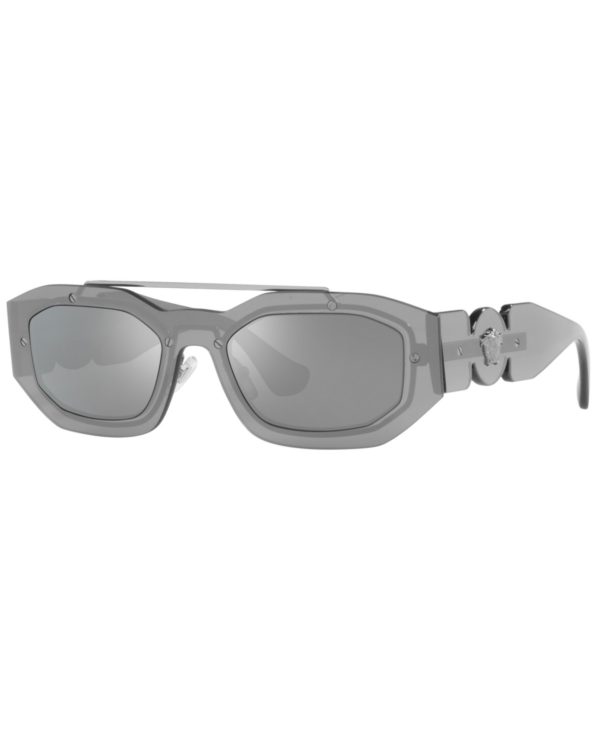 Versace Biggie Unisex Sunglasses, Ve2235 In Transparent Gray Mirror Silver-tone