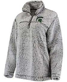 Women's Gray Michigan State Spartans Sherpa Super Soft Quarter-Zip Pullover Jacket