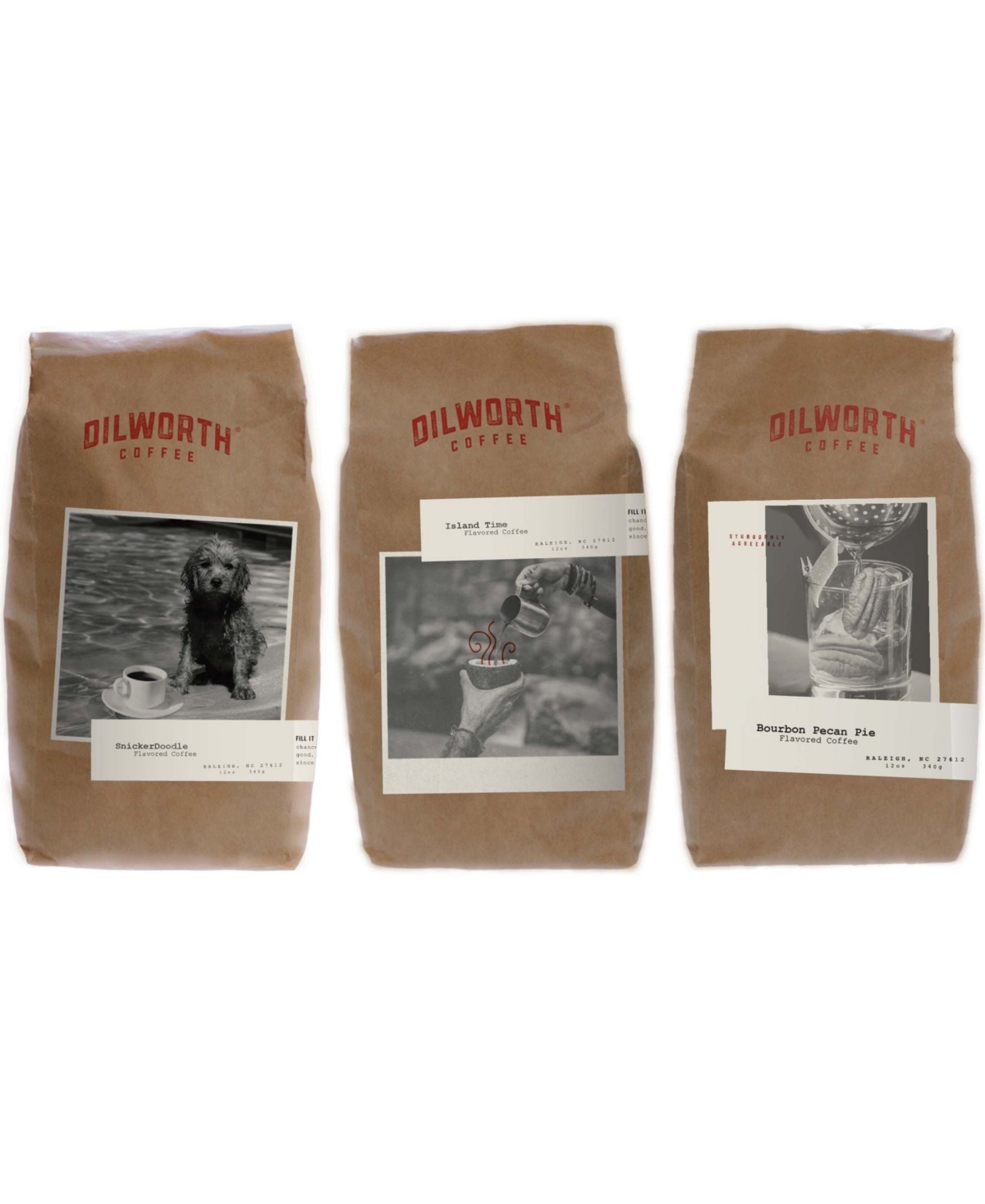 Dilworth Coffee Ground Coffee, Premium Flavored Variety Coffee Bundle, 36 Ounces Pack