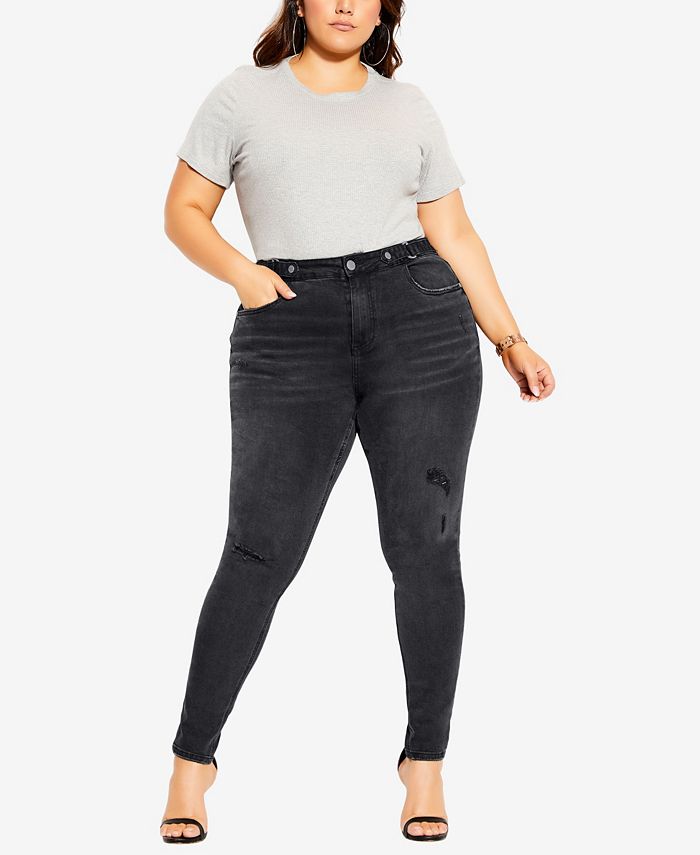 City Chic Trendy Plus Size Harley D Ring Skinny Jeans - Macy's