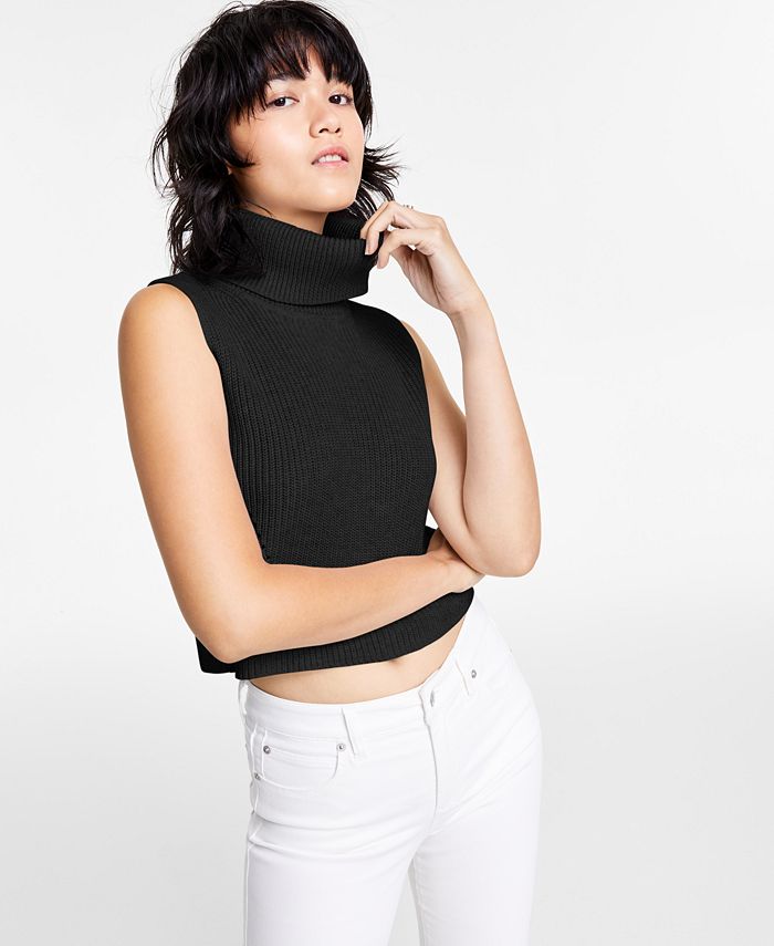 French Connection - Abel Cotton Cropped Turtleneck Top