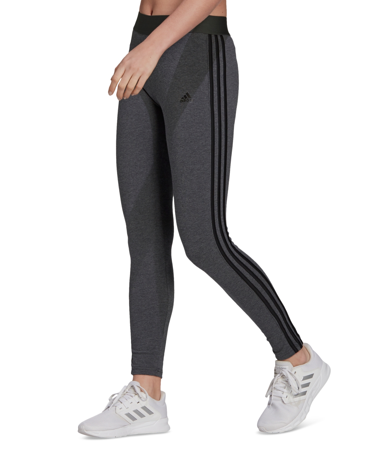 Shop Adidas Originals Women's Essentials 3-stripe Full Length Cotton Leggings, Xs-4x In Dark Grey Heather,black
