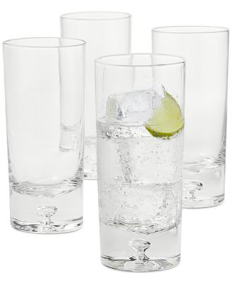 Attractive Bubble Design Highball Glasses Clear Heavy Base Tall