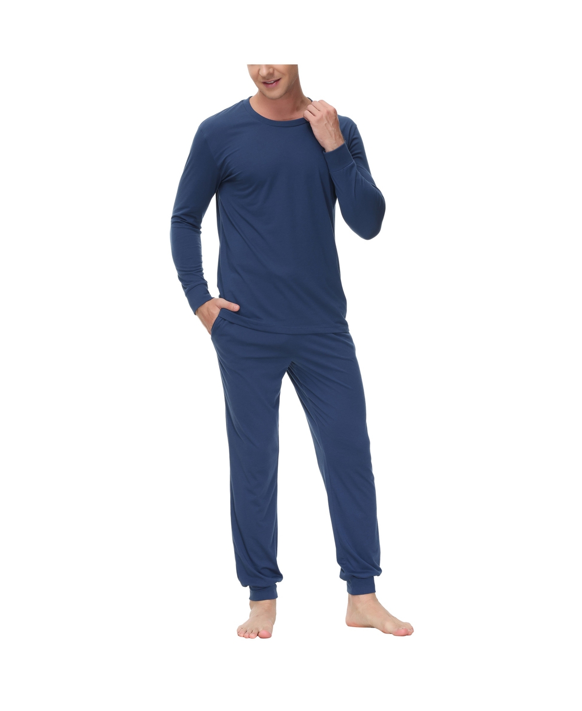 Men's Two-Piece Crewneck Shirt and Jogger Pajama Set - Red