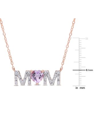 Rhodolite Garnet (4/5 ct. t.w.) & Diamond (1/10 ct. t.w.) MOM 18" Pendant Necklace in 18k Gold-Plated Sterling Silver