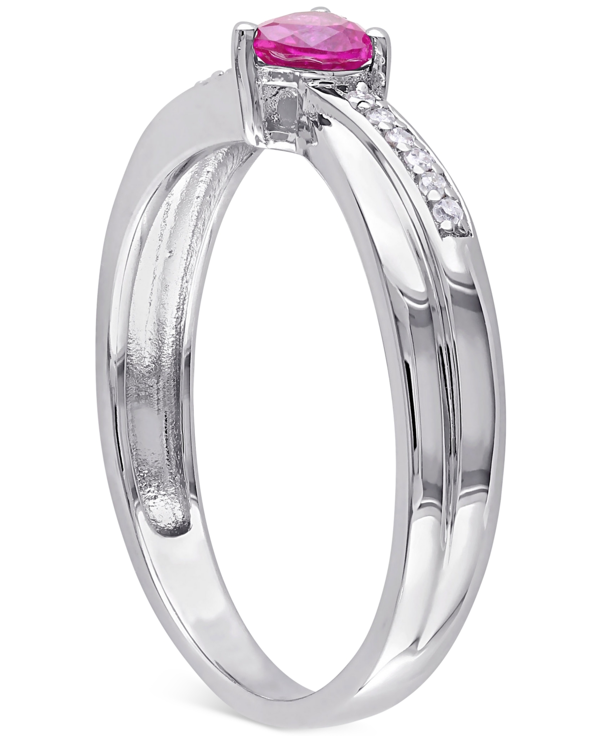 Lab-Grown(1/3 ct. t.w.) & Diamond (1/20 ct. t.w.) Ring in Sterling Silver - Ruby